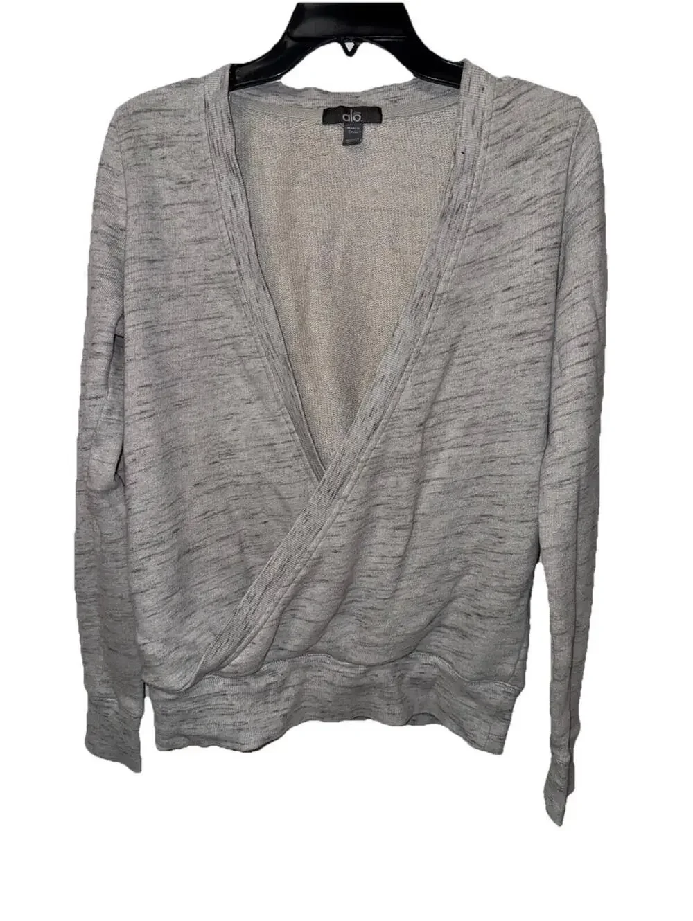 Alo Yoga Womens Wrap Pullover Top Gray Size M Sweatshirt Long Sleeve Heathered